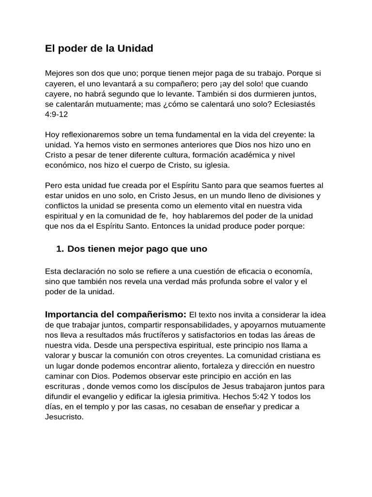 El Poder de La Unidad | PDF | Cristo (título) | Iglesia cristiana