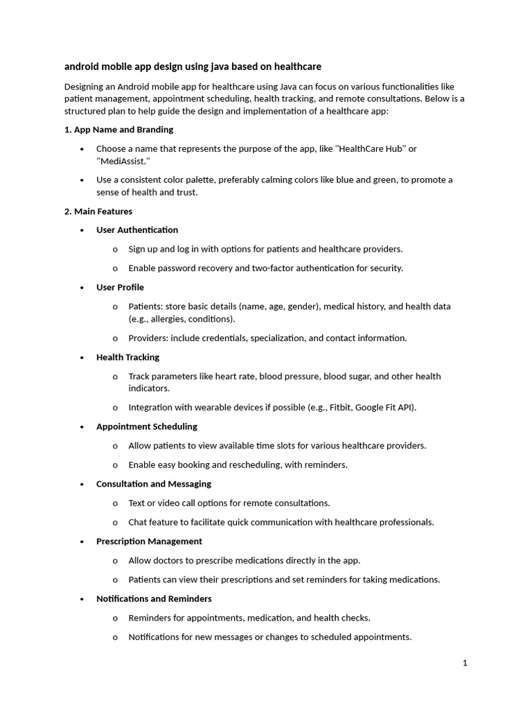 Healthcare Android App Design in Java | PDF | Android (Operating System ...