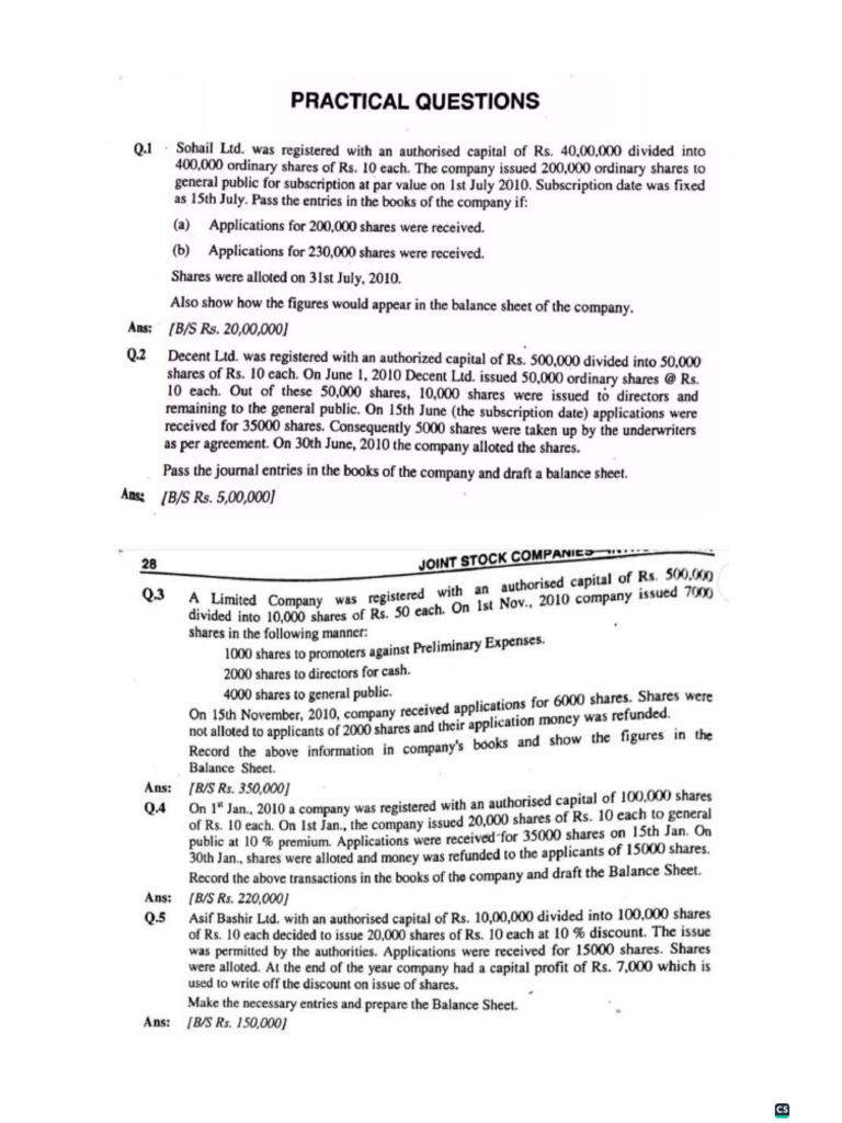 Advance Financial Accouting Questions-1 | PDF
