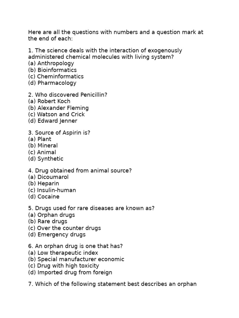 Pharmacology Quiz Questions and Answers | PDF | Injection (Medicine ...