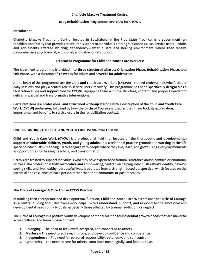 CYCW Drug Rehab Program Overview | PDF | Drug Rehabilitation ...
