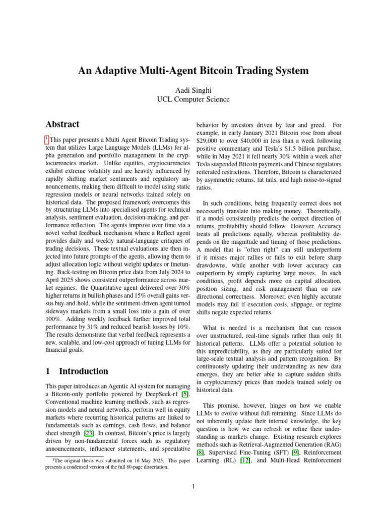 An Adaptive Multi Agent Bitcoin Trading System | PDF | Cryptocurrency |  Bitcoin