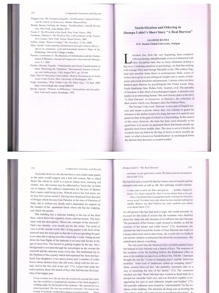 Sanskritization and Othering in Jhumpa's A Real Durwan | PDF