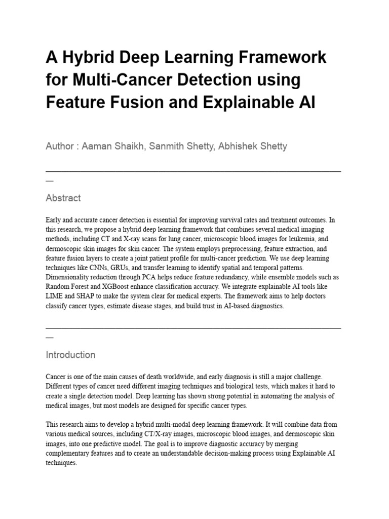 A Hybrid Deep Learning Framework For Multi-Cancer Detection Using ...