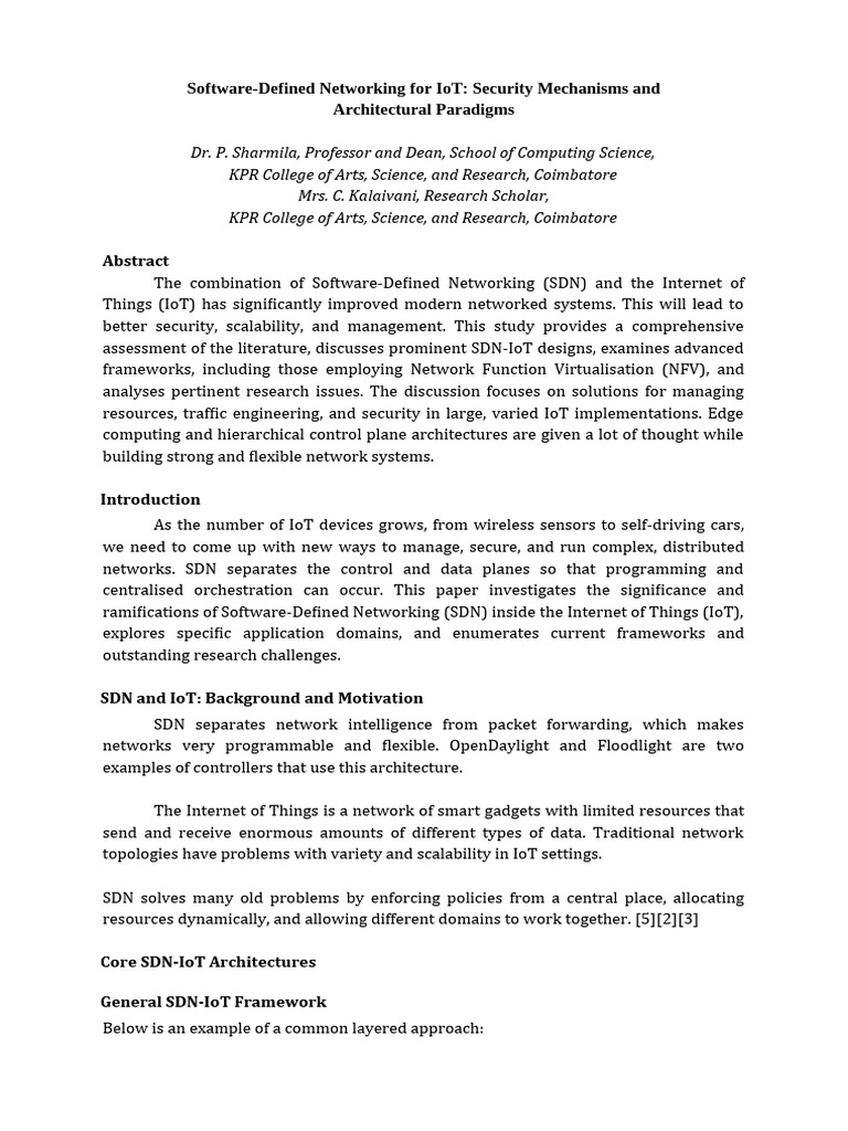 SDN-IoT Security Mechanisms Explained | PDF | Internet Of Things ...