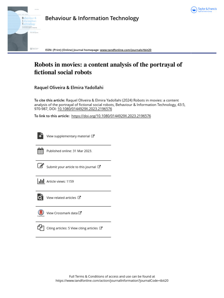 Analysis of Robots in Movies | PDF | Robot | Robotics