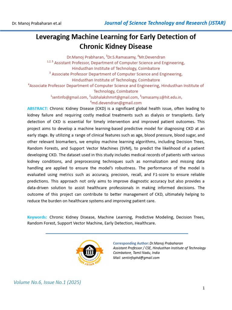 Early - Detection With ML | PDF | Chronic Kidney Disease | Machine Learning