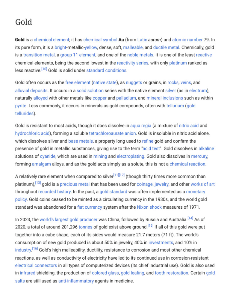 Properties and Uses of Gold | PDF | Gold | Chemistry