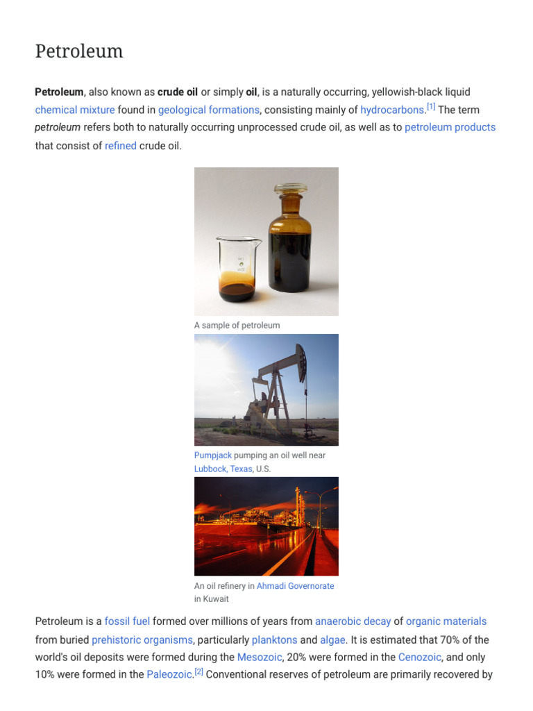 Understanding Petroleum: Origins and Uses | PDF | Petroleum | Chemical ...