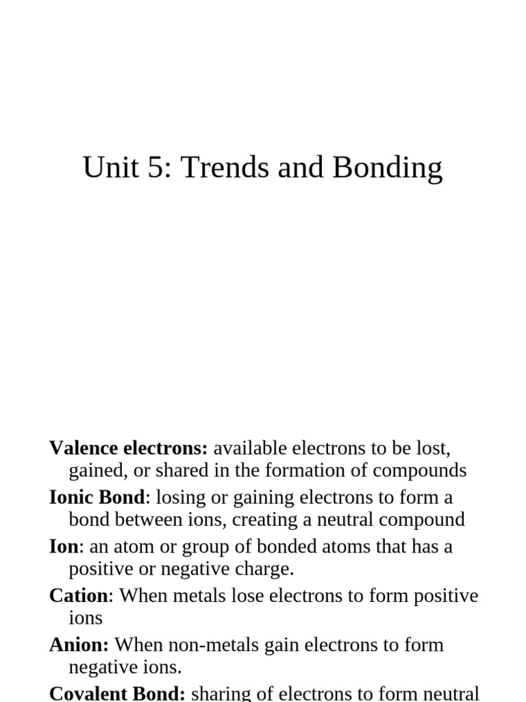 Bonding and Trends in the Periodic Table | PDF | Ion | Chemical Bond