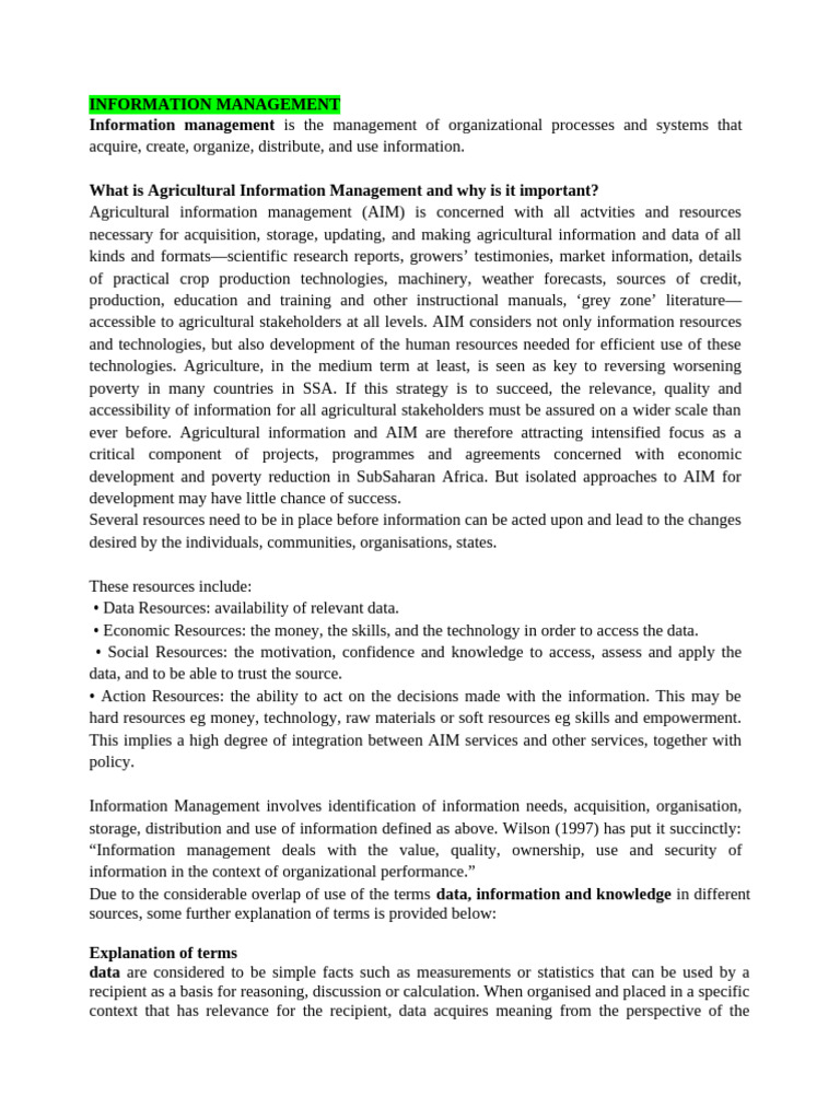 Agricultural Information Management Guide | PDF | Knowledge | Information