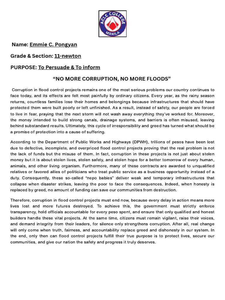 End Corruption in Flood Control Projects | PDF | Corruption