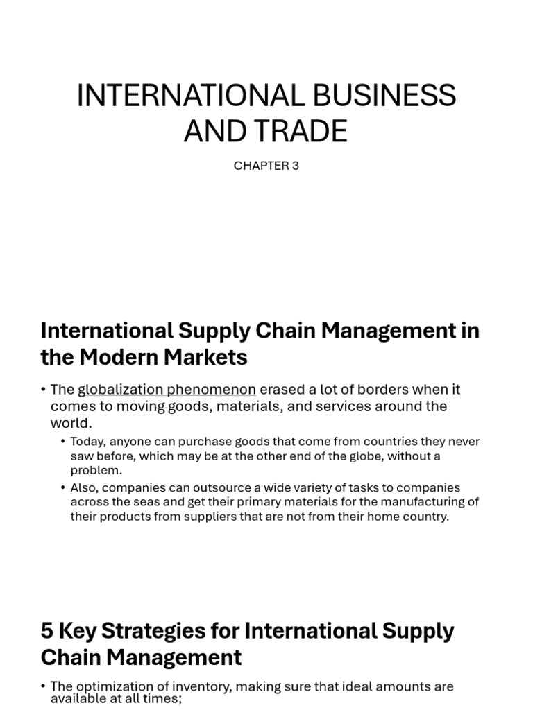 International Supply Chain Management Guide | PDF | Cost Of Living ...