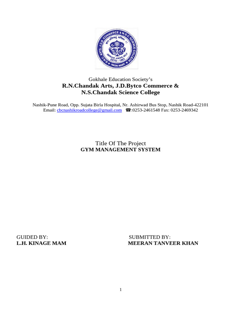 Gym Management System Project Report | PDF | Web Development | Menu