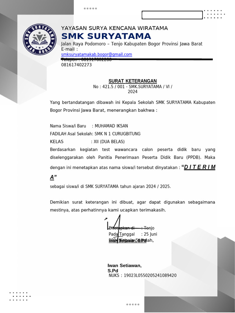Surat Diterima | PDF
