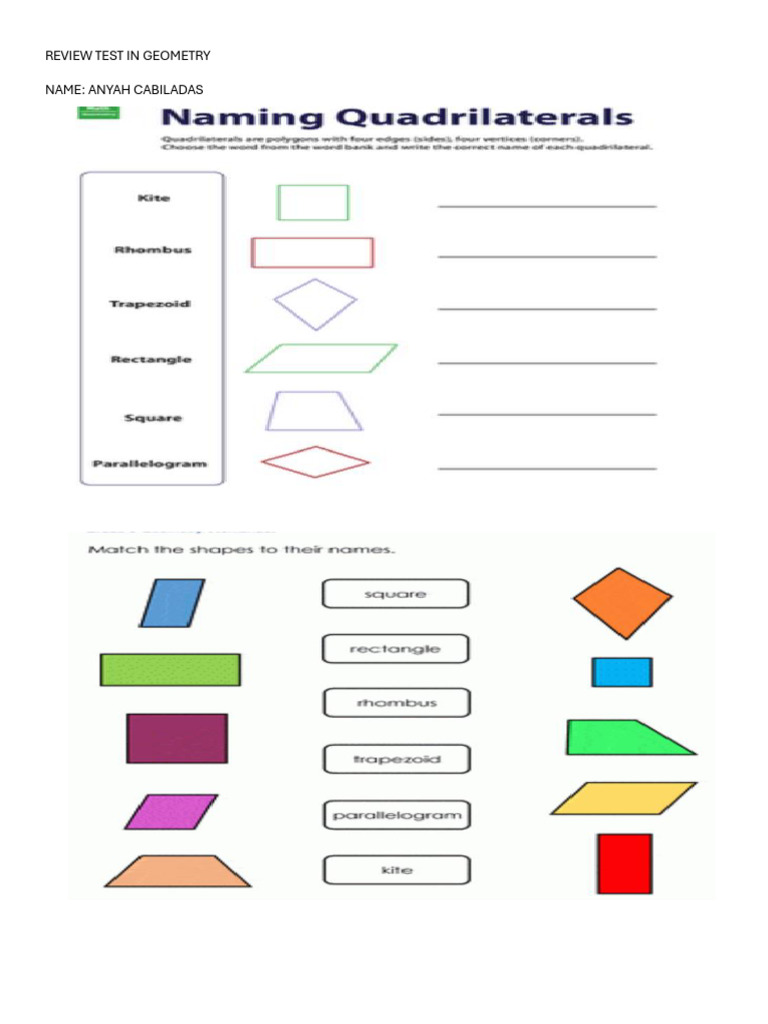 Review Test in Geometry | PDF