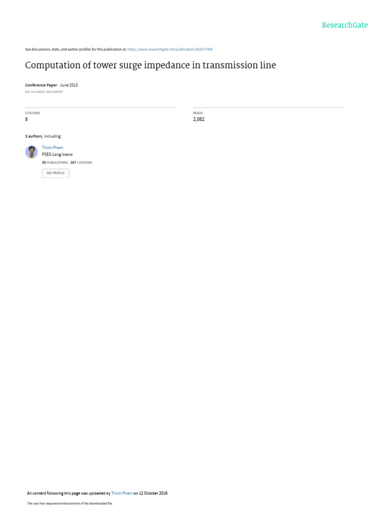 Tower Surge Impedance Computation | PDF | Transmission Line ...