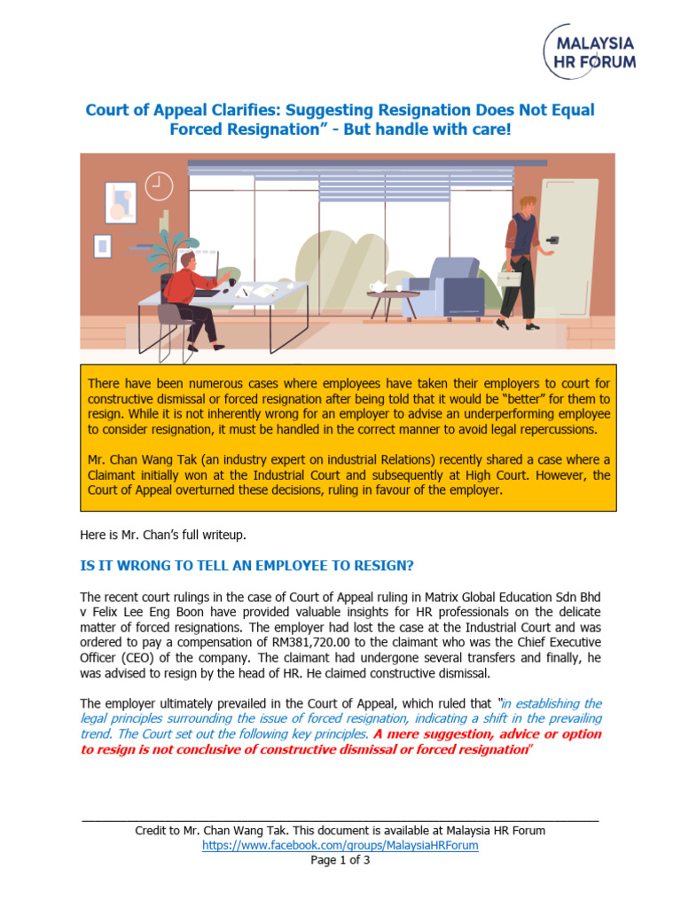 Court Ruling on Resignation Advice | PDF | Employment | Justice