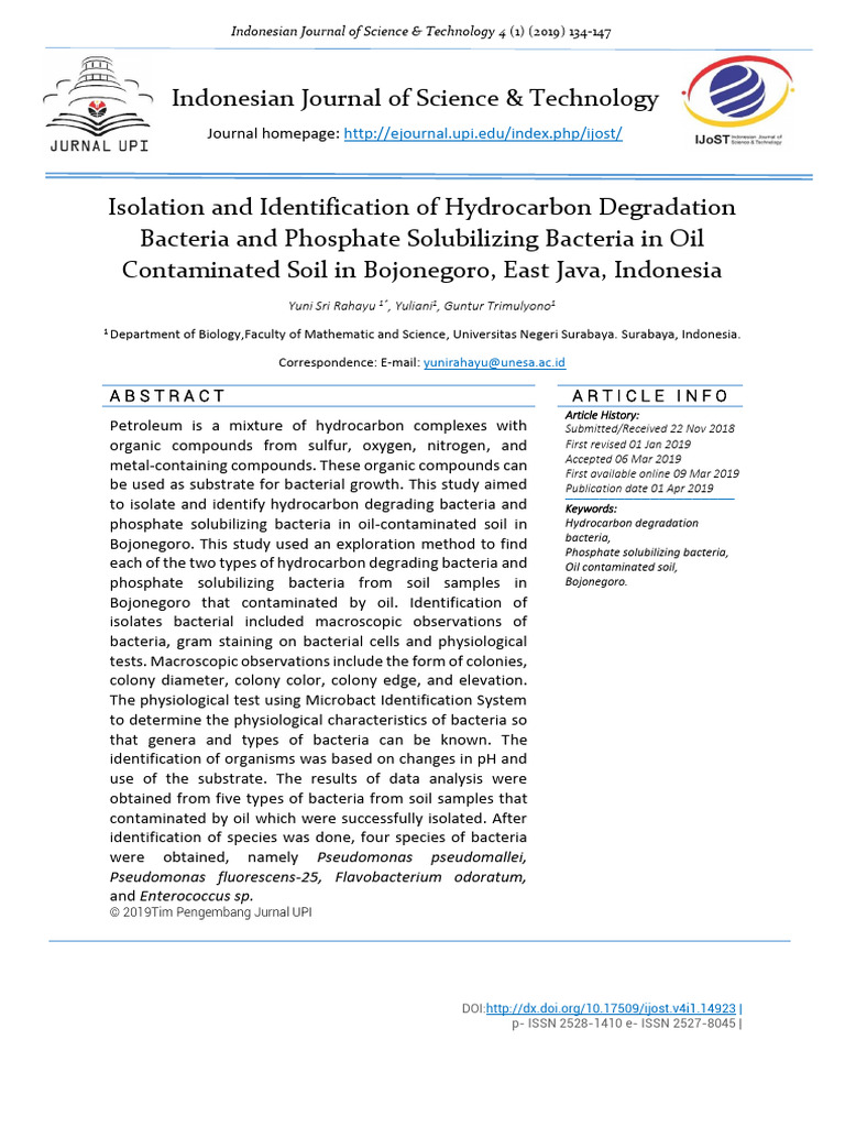 Hydrocarbon Degradation Bacteria in Java | PDF | Bacteria | Soil