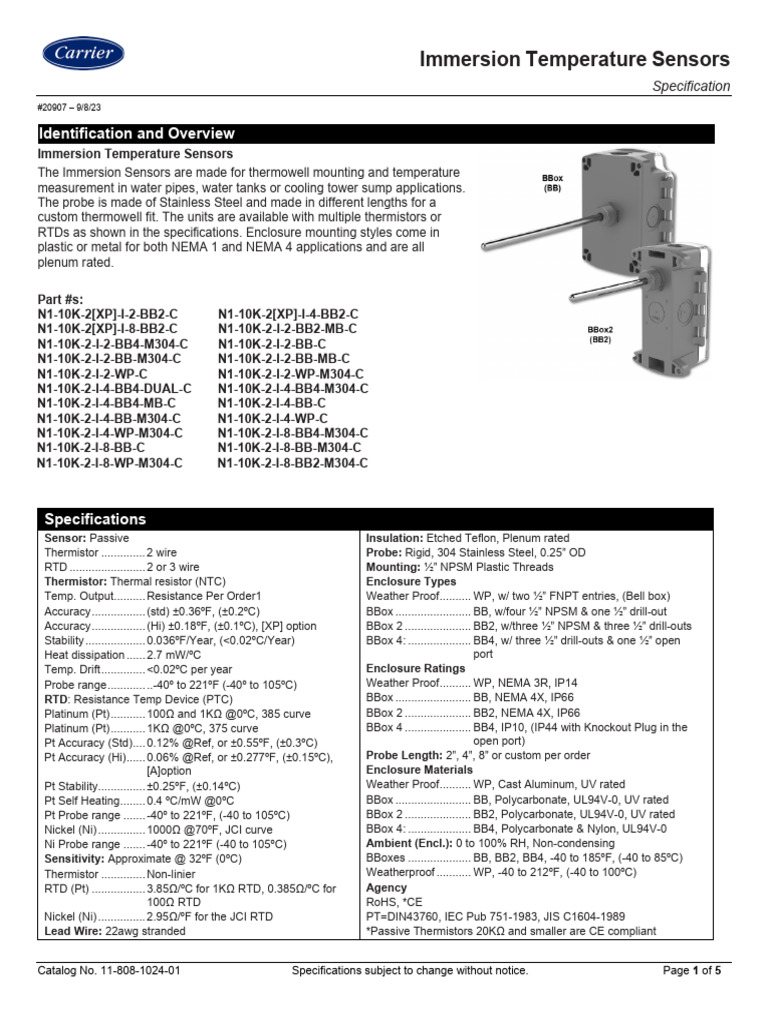 Immersion Temperature Sensors: Identification and Overview | PDF ...