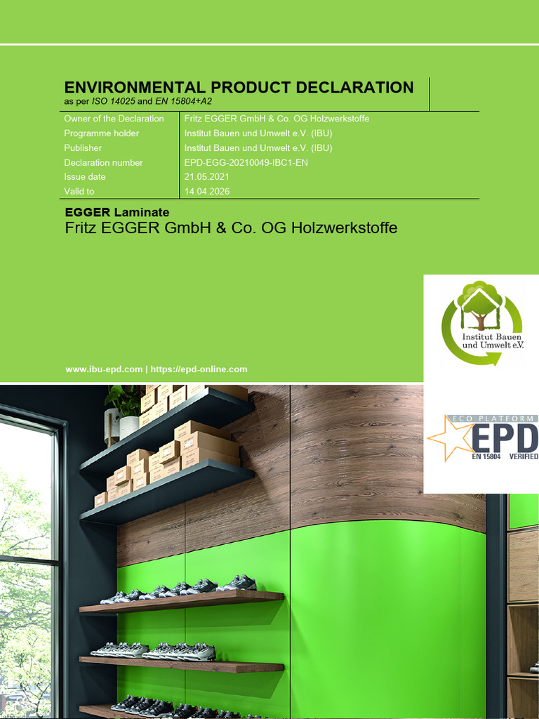 EGGER Laminate Environmental Declaration | PDF | Lamination | Wood Products