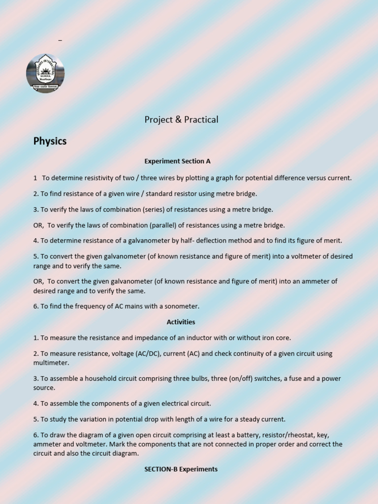 Physics and Chemistry Practical Experiments | PDF | Electricity