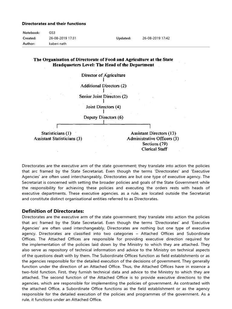 Functions and Organization of Directorates | PDF | Governance | Government