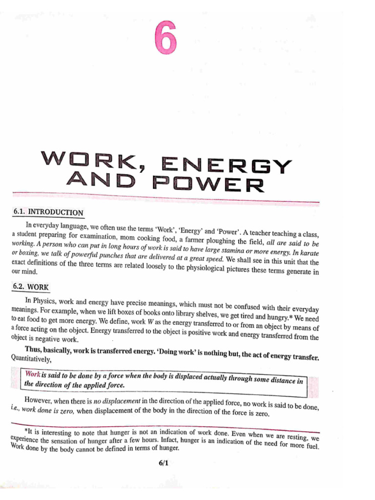 Work Energy and Power - Notes | PDF | Force | Power (Physics)