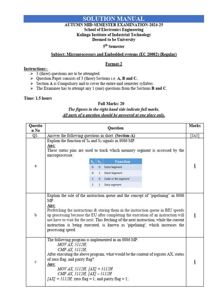 8086 Microprocessor Exam Solution Manual | PDF | Computing | Office ...