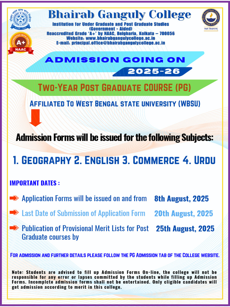 PG Admission - 2025-26 - Poster - Revised | PDF