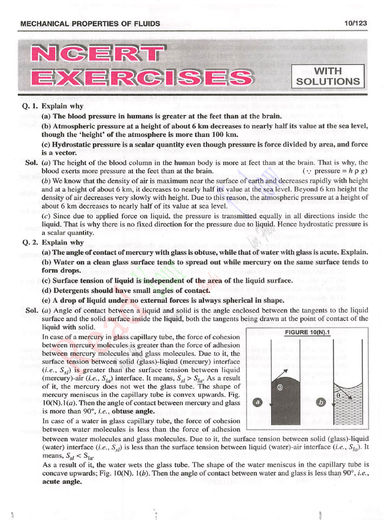 Mechanical Properties of Fluids Explained | PDF | Pressure | Surface ...