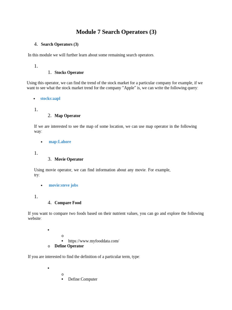 Module 7 Search Operators 3 | PDF