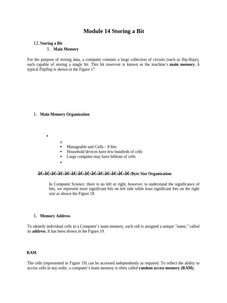 Module 14 Storing A Bit | PDF