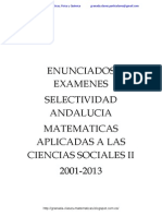 Enunciados Examenes Selectividad Matematicas Aplicadas Ciencias Sociales II Andalucia 2001-2013