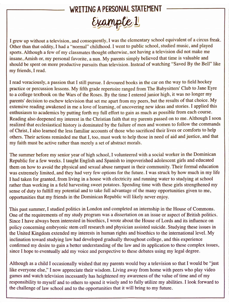 Personal Statement Examples | PDF
