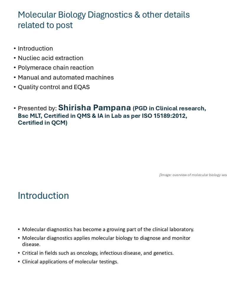Molecular Biology Diagnostics Overview | PDF | Polymerase Chain ...
