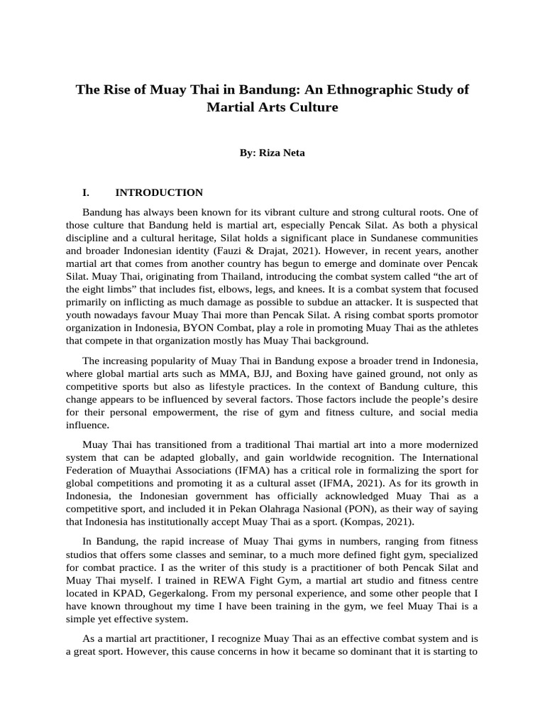 The Rise of Muay Thai in Bandung - An Ethnographic Study of Martial ...
