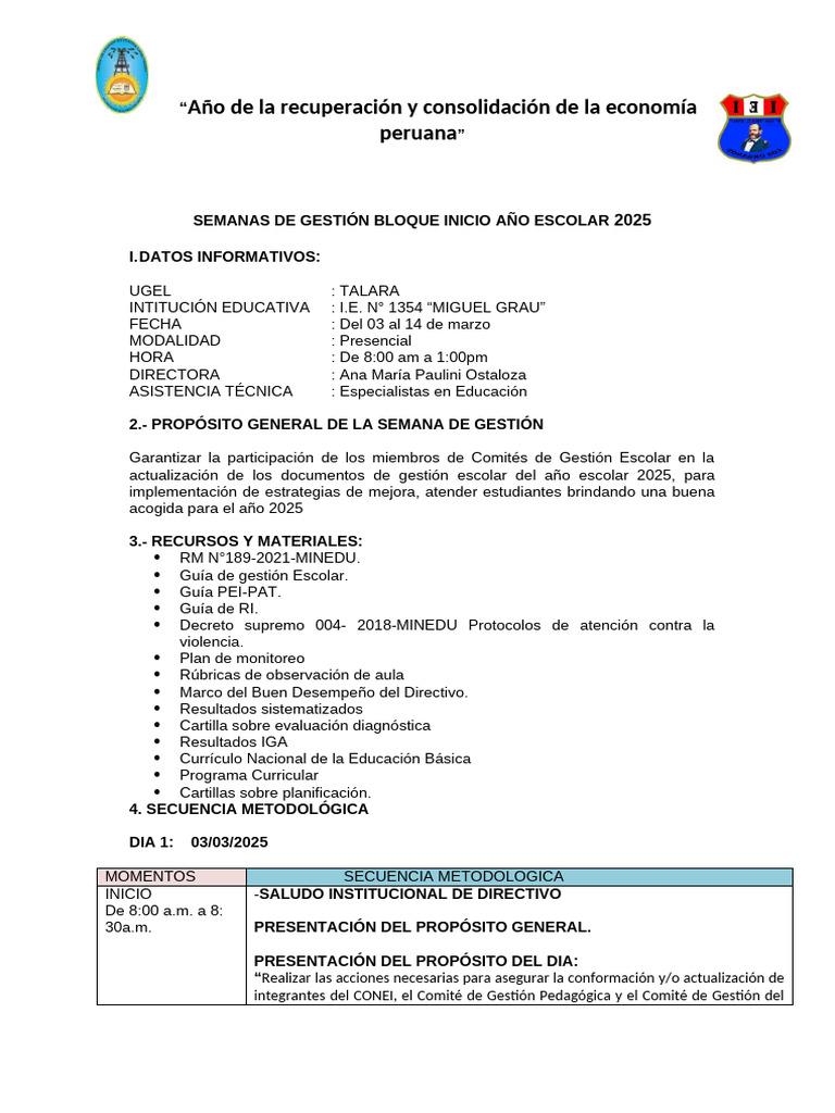 Gestión Escolar 2025: Planificación y Estrategias | PDF | Plan de ...
