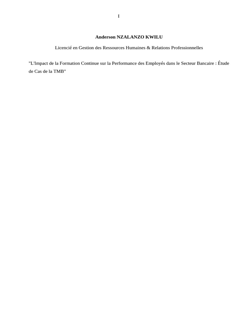 Impact de la Formation sur la Performance des Employés | PDF | Banques ...