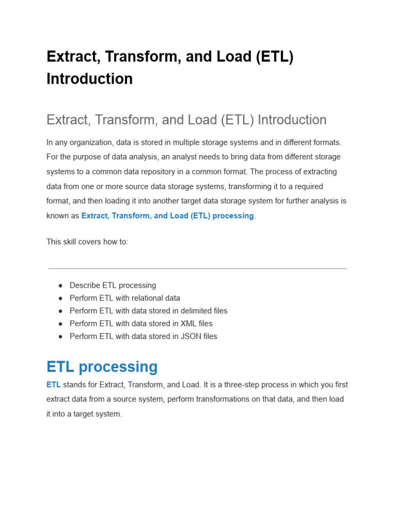 Understanding ETL: Process Overview | PDF | Data | Data Management