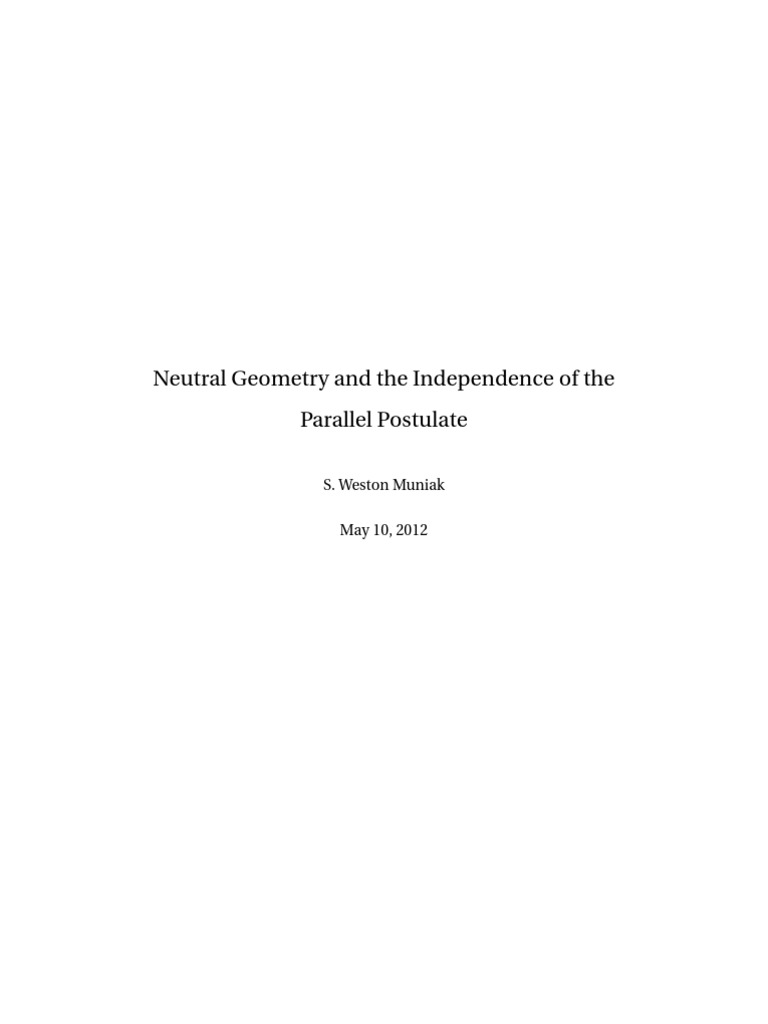 Independence of the Parallel Postulate | PDF | Axiom | Euclidean Geometry