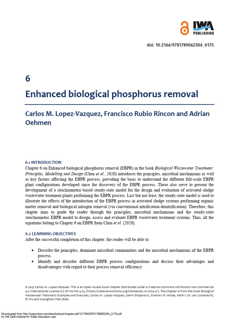 Enhanced Biological Phosphorus Removal Chapter BWWT EE | PDF ...