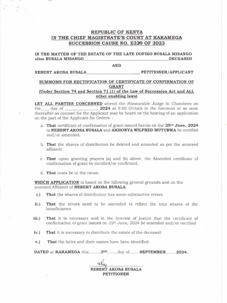 Application Rectification 20240904 0001 | PDF | Practice Of Law | Evidence