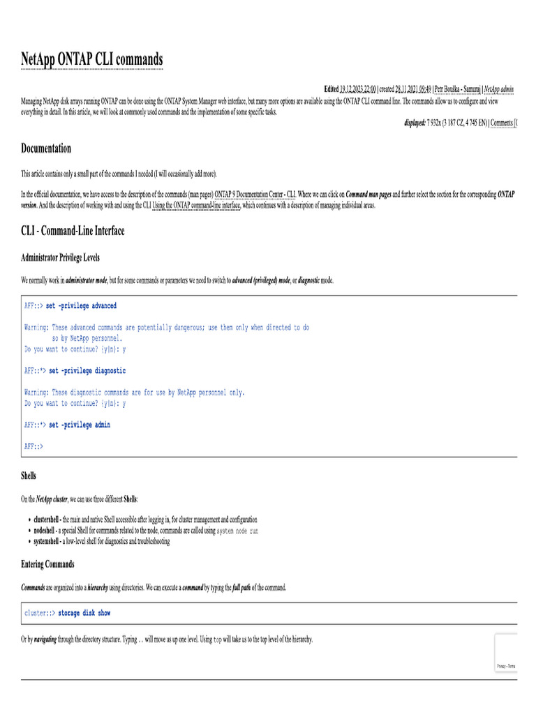 Netapp Ontap Cli Commands - Samuraj-Cz | PDF