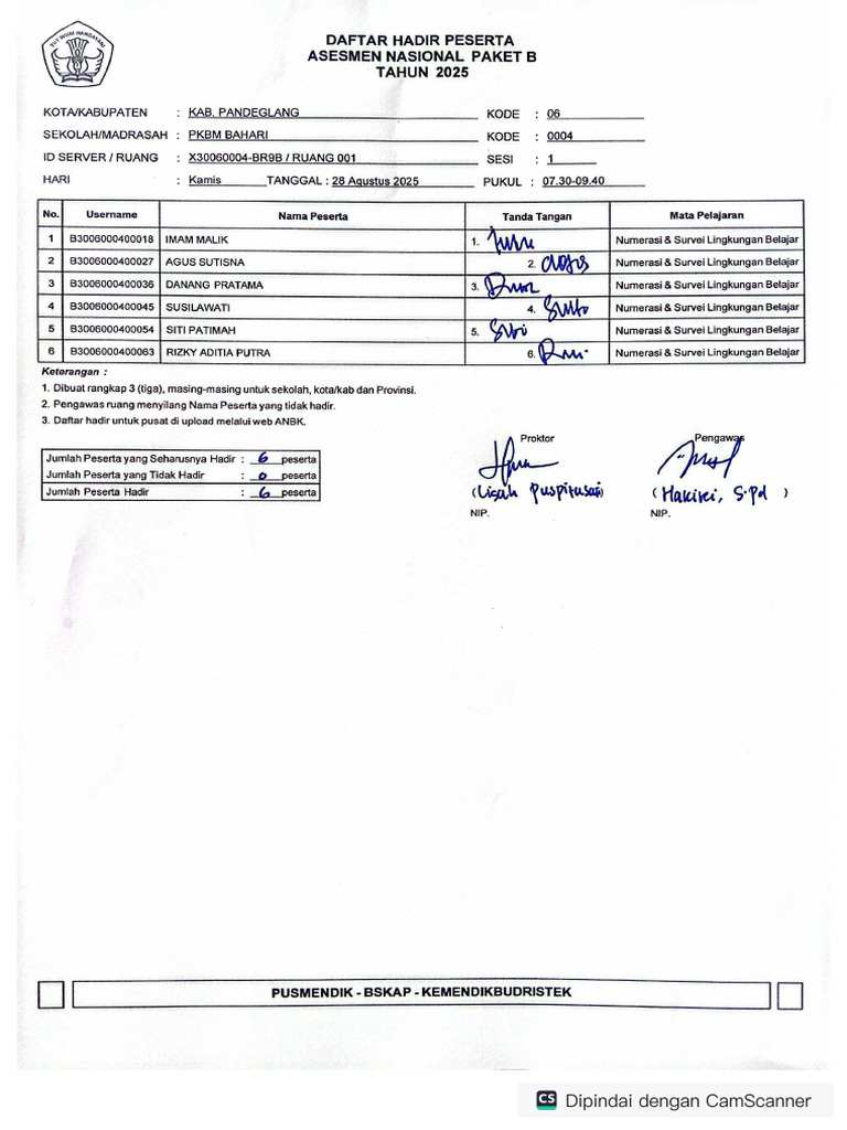 Daftar Hadir h2 | PDF
