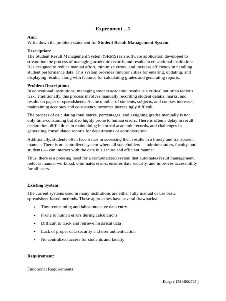 Student Result Management System Overview | PDF | World Wide Web ...