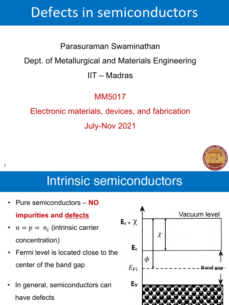 Defects Semiconductors | PDF | Semiconductors | Ion
