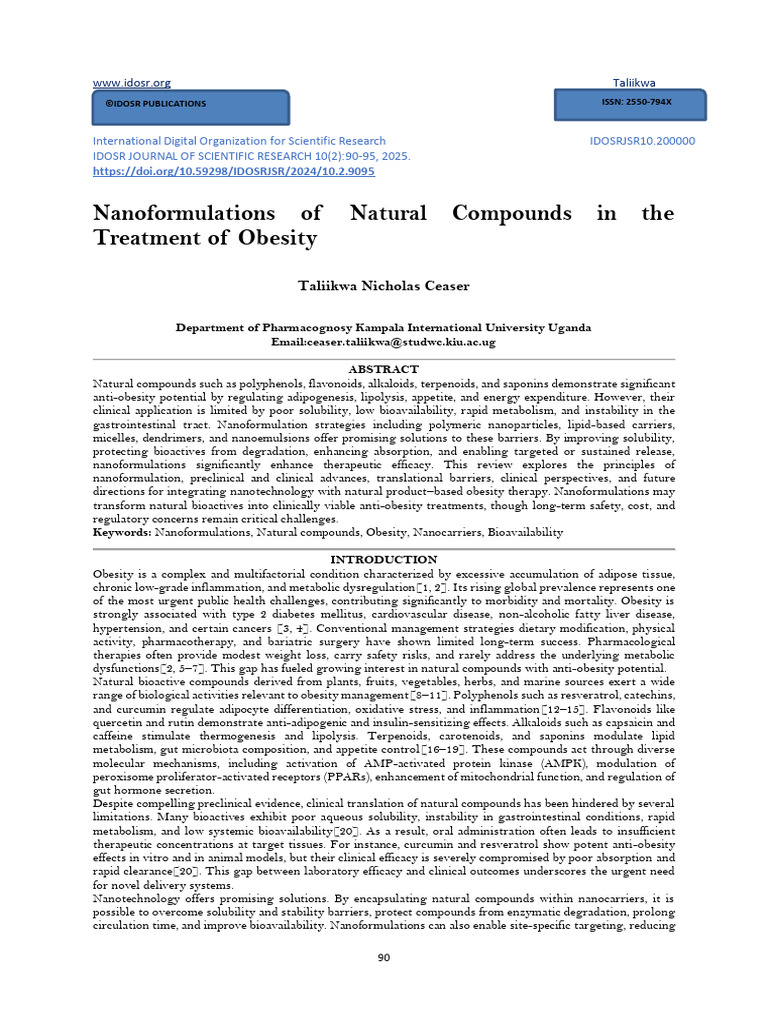 Nanoformulations for Obesity Treatment | PDF | Nanotechnology | Natural ...