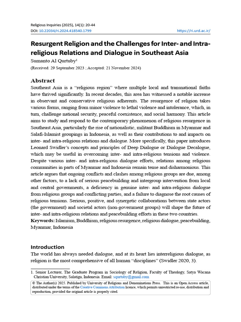 Resurgent Religion and The Challenges For Inter - and Intra-Religious ...