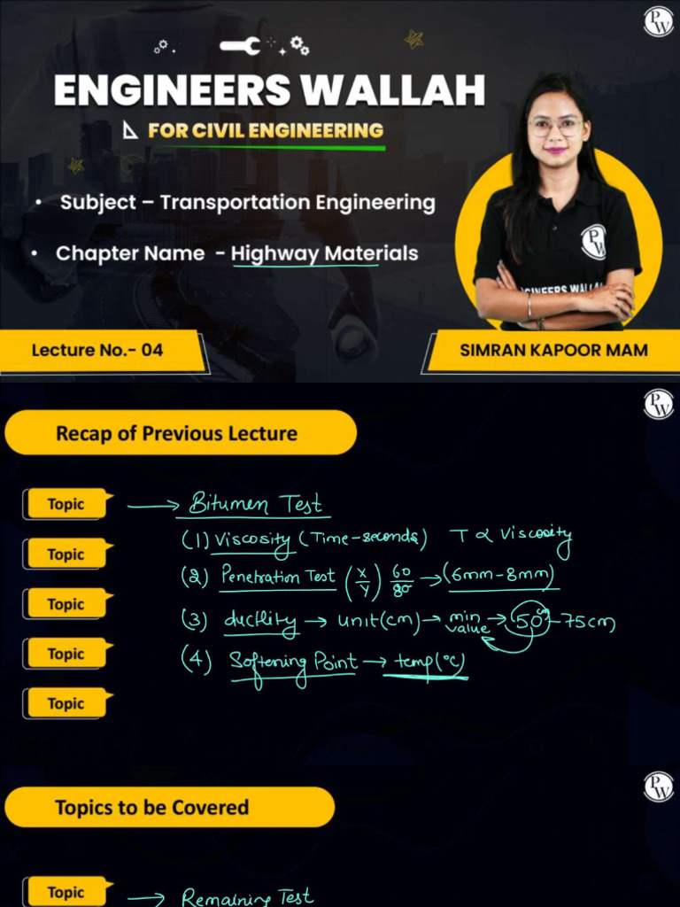 Highway Materials 04 - Class Notes Transportation Engineering | PDF